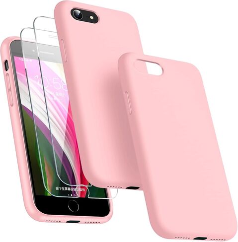 Dssairo [3 في 1 لهاتف iPhone SE 2022/3rd/2020/2nd gen، iPhone 7/8، مع واقي شاشة من قطعتين، حافظة هاتف واقية مقاومة للصدمات من السيليكون السائل [بطانة من الألياف الدقيقة] (أخضر جبال الألب) in Saudi Arabia