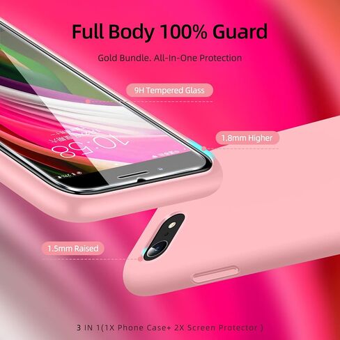 Dssairo [3 في 1 لهاتف iPhone SE 2022/3rd/2020/2nd gen، iPhone 7/8، مع واقي شاشة من قطعتين، حافظة هاتف واقية مقاومة للصدمات من السيليكون السائل [بطانة من الألياف الدقيقة] (أخضر جبال الألب) in Saudi Arabia