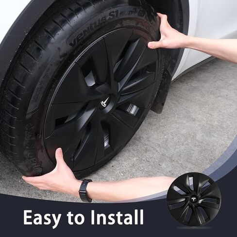 Limsas Tesla Model Y Wheel Cover Hubcap 19 Inch,Tesla Model Y Accessories, Matte Black Wheel Cover HubCaps Compatible with Tesla Model Y 2021-2023,Hubcaps with Four Logos,Set of 4 in Saudi Arabia