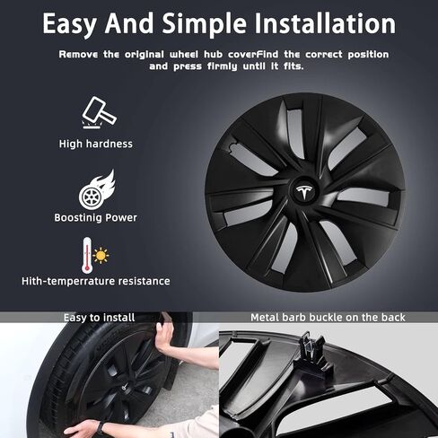 Limsas Tesla Model Y Wheel Cover Hubcap 19 Inch,Tesla Model Y Accessories, Matte Black Wheel Cover HubCaps Compatible with Tesla Model Y 2021-2023,Hubcaps with Four Logos,Set of 4 in Saudi Arabia