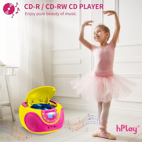 مشغل أقراص مضغوطة محمول Gummy P16 Boombox AM FM راديو ضبط رقمي، مدخل Aux، مقبس سماعة الرأس، مقبض حمل قابل للطي (بنفسجي) in Kuwait