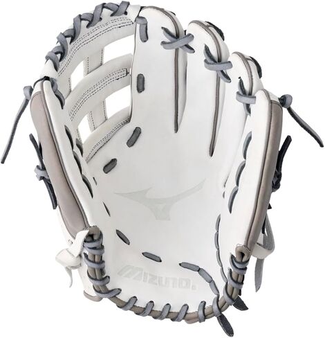 قفاز Mizuno Prime Elite Pitcher/Outfield Fastpitch Softball مقاس 12.5 بوصة | قفاز Fastpitch FIELDERS MITT | LH أبيض-رمادي in Saudi Arabia