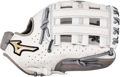قفاز Mizuno Prime Elite Pitcher/Outfield Fastpitch Softball مقاس 12.5 بوصة | قفاز Fastpitch FIELDERS MITT | LH أبيض-رمادي in Saudi Arabia
