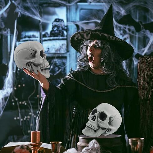 رأس جمجمة كبير لديكور الهالوين، رأس هيكل عظمي بشري، ديكور جمجمة بلاستيكي 1:1، نموذج طبق الأصل لعظم الرأس، نموذج رأس بشري واقعي لحفلات الهالوين، ديكور منزلي، مقبرة مخيف، 7.9 × 5.9 بوصة in Kuwait