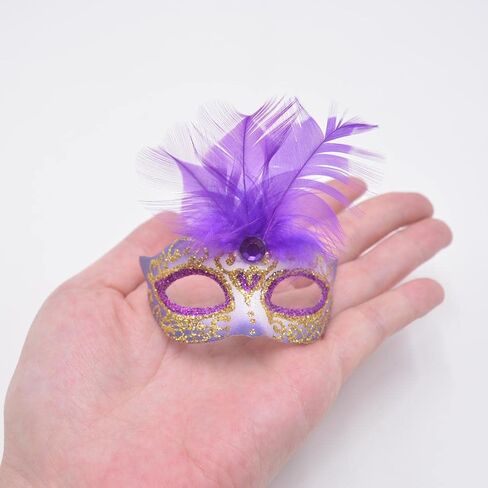 Mini Masquerade Mask Party Decorations - Yiseng 12pcs Pack Luxury Feather Mardi Gras Small Venetian Mask Decor Party Favors in Saudi Arabia