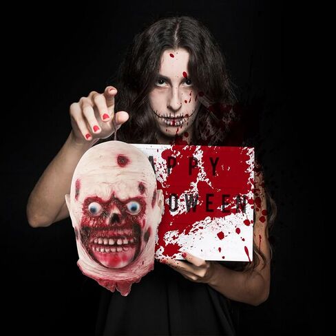 دعائم تزيين الهالوين، رأس مقطوعة مخيفة معلقة بالحجم الطبيعي، رأس زومبي من اللاتكس الدموي للمنزل المسكون، ديكور حفلات الهالوين in Kuwait