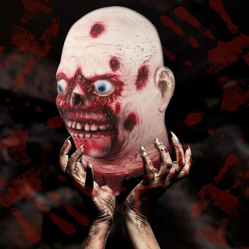 دعائم تزيين الهالوين، رأس مقطوعة مخيفة معلقة بالحجم الطبيعي، رأس زومبي من اللاتكس الدموي للمنزل المسكون، ديكور حفلات الهالوين in Kuwait