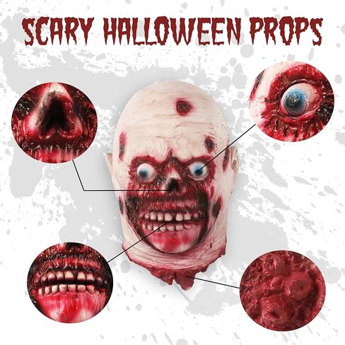 دعائم تزيين الهالوين، رأس مقطوعة مخيفة معلقة بالحجم الطبيعي، رأس زومبي من اللاتكس الدموي للمنزل المسكون، ديكور حفلات الهالوين in Kuwait