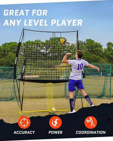 Volleyball Training Net System 11 x 8 ft - Adjustable Heights Volleyball Practice Net Station | Portable Roller Bag and Volleyball Kits Included | Perfect for Team or Solo Training in Saudi Arabia