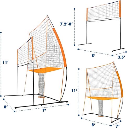 محطة شبكة تدريب الكرة الطائرة، مجموعة شبكة تدريب الكرة الطائرة القائمة بذاتها مع إرجاع الكرة، التقاط التمرير، حاجز رباعي ونظام المنطقة، تدريبات الضرب والتقديم، مثالية للتدريب الجماعي أو الفردي in Kuwait