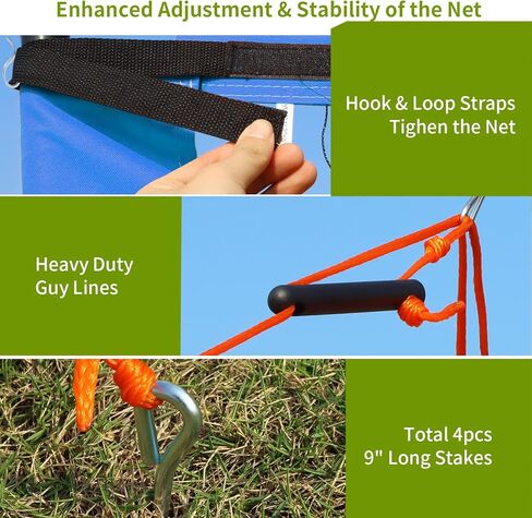 شبكة كرة طائرة محمولة للاستخدام في الهواء الطلق، نظام مجموعة شبكة كرة طائرة احترافية للشاطئ في الفناء الخلفي مع أقطاب ارتفاع قابلة للتعديل وتصميم مضاد للترهل، خط حدودي، كرة طائرة ومضخة in Kuwait