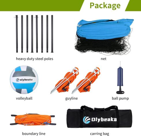شبكة كرة طائرة محمولة للاستخدام في الهواء الطلق، نظام مجموعة شبكة كرة طائرة احترافية للشاطئ في الفناء الخلفي مع أقطاب ارتفاع قابلة للتعديل وتصميم مضاد للترهل، خط حدودي، كرة طائرة ومضخة in Kuwait