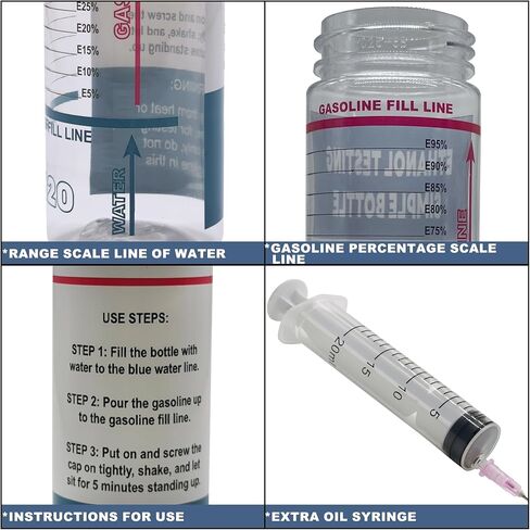 E85 Tester Kit, Reusable Ethanol Test Kit, Wide Mouth Fuel Test Bottle, Gasoline Super Content Tester Include Oil Syringe (2 Pack) in Saudi Arabia