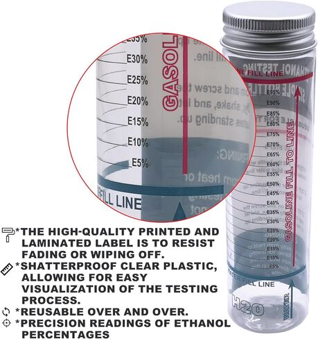 E85 Tester Kit, Reusable Ethanol Test Kit, Wide Mouth Fuel Test Bottle, Gasoline Super Content Tester Include Oil Syringe (2 Pack) in Saudi Arabia