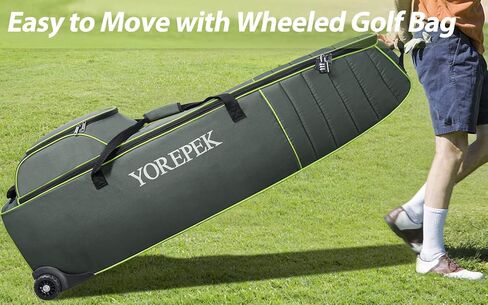 حقيبة سفر YOREPEK للجولف لشركات الطيران مع عجلة، حقيبة سفر مبطنة حول الجزء العلوي لحماية النوادي، أغطية سفر للجولف شديدة التحمل مقاومة للماء 900D مع 3 جيوب كبيرة للأحذية والإكسسوارات in Kuwait