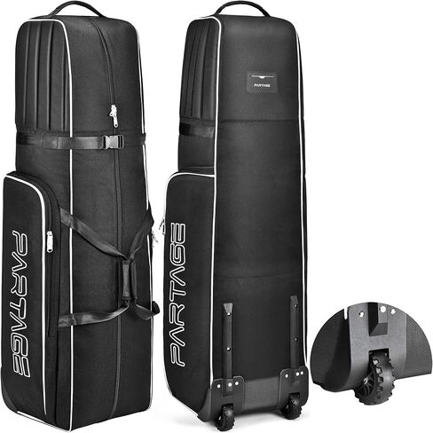 Partage Golf Travel Bag with Wheels, Golf Travel Case for Airlines, 900D Heavy Duty Polyester Oxford Wear-Resistant -Black in Kuwait