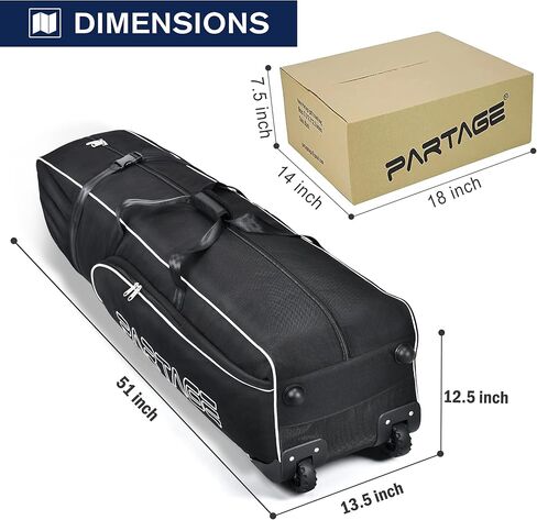 Partage Golf Travel Bag with Wheels, Golf Travel Case for Airlines, 900D Heavy Duty Polyester Oxford Wear-Resistant -Black in Kuwait