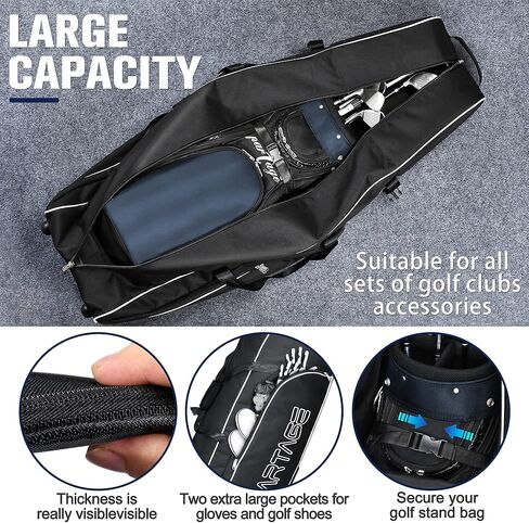 Partage Golf Travel Bag with Wheels, Golf Travel Case for Airlines, 900D Heavy Duty Polyester Oxford Wear-Resistant -Black in Kuwait