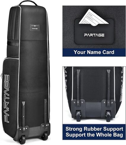 Partage Golf Travel Bag with Wheels, Golf Travel Case for Airlines, 900D Heavy Duty Polyester Oxford Wear-Resistant -Black in Kuwait