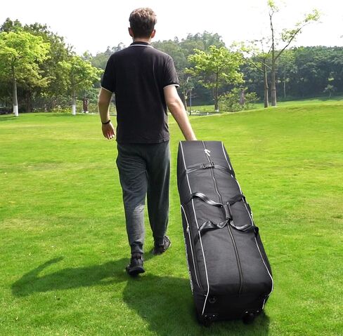 Partage Golf Travel Bag with Wheels, Golf Travel Case for Airlines, 900D Heavy Duty Polyester Oxford Wear-Resistant -Black in Kuwait