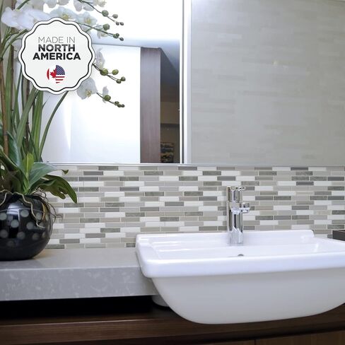 بلاط ذكي قابل للتقشير واللصق باكسبلاش - 4 ورقات مقاس 10.20 بوصة × 9.00 بوصة - بلاط باكسبلاش لاصق ثلاثي الأبعاد للمطبخ والحمام وبلاط الحائط in Kuwait