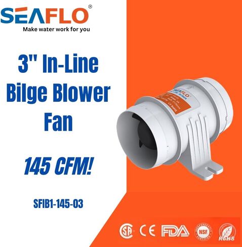 سيفلو 3 ″ 145CFM مروحة منفاخ بيلج في الخط للبحرية / التهوية / RV in Kuwait