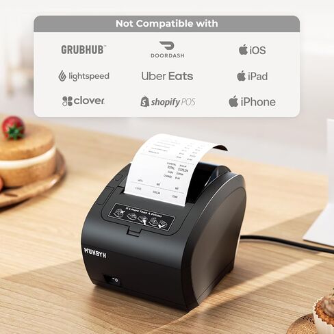 طابعة إيصالات MUNBYN WiFi مع منفذ USB، طابعة POS مقاس 80 مم تعمل مع درج النقود Square Mac Windows Chromebook Linux، ESC/POS (P047-WiFi)، لا تدعم Clover Ubereats Shopify in Kuwait