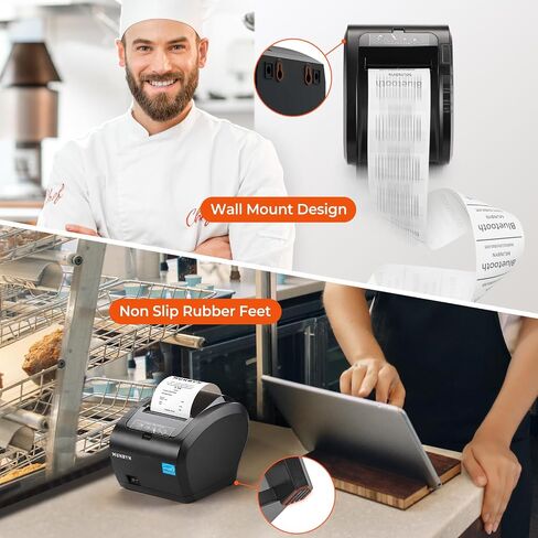 طابعة إيصالات MUNBYN WiFi مع منفذ USB، طابعة POS مقاس 80 مم تعمل مع درج النقود Square Mac Windows Chromebook Linux، ESC/POS (P047-WiFi)، لا تدعم Clover Ubereats Shopify in Kuwait