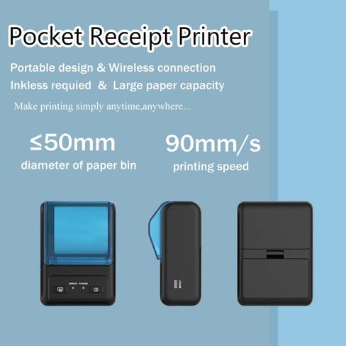 Meihengtong Bluetooth Receipt Printer Thermal Portable Wireless POS Printer for Small Business 58mm Mini Mobile Ticket Printer for Android & Windows in Kuwait