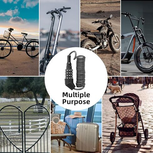 ROCKBROS Motorcycle Helmet Lock Bike Cable Lock Lightweight Bike Lock Combination Small Bicycle Lock Resettable Bike Wheel Lock for Strollers, Luggage in Saudi Arabia