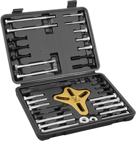 Steering Wheel Puller, 46 Pieces Harmonic Balancer Puller Set, Flywheel Puller, Crankshaft Pulley Removal Tool, Compatible with Trucks, Cars, SUVs in Kuwait