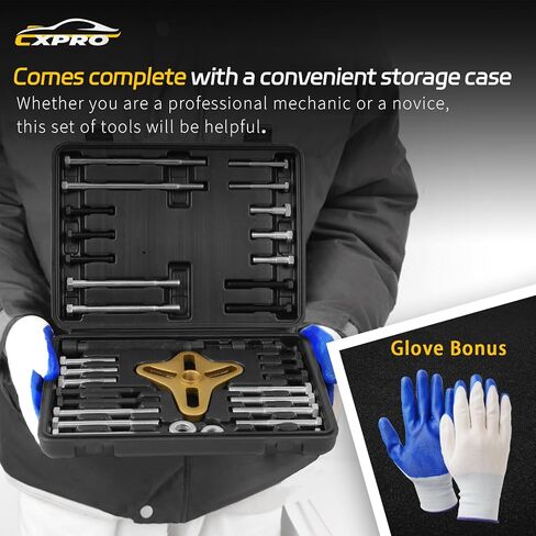 Steering Wheel Puller, 46 Pieces Harmonic Balancer Puller Set, Flywheel Puller, Crankshaft Pulley Removal Tool, Compatible with Trucks, Cars, SUVs in Kuwait