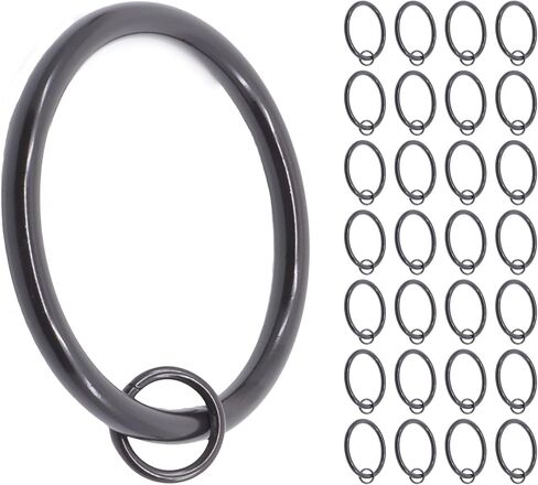 Meriville 14 pcs 2-Inch Inner Diameter Metal Flat Curtain Rings with Eyelets (Set of 14 Circle Eyelet, Oil-Rubbed Bronze) in Saudi Arabia