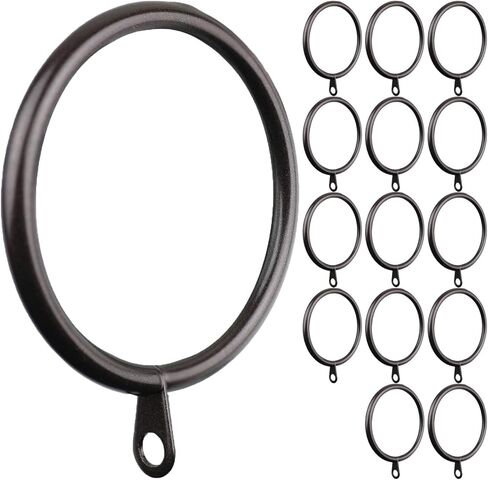 Meriville 14 pcs 2-Inch Inner Diameter Metal Flat Curtain Rings with Eyelets (Set of 14 Circle Eyelet, Oil-Rubbed Bronze) in Saudi Arabia