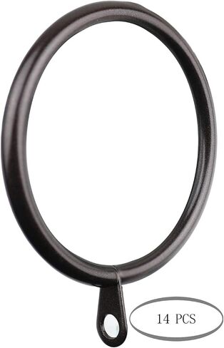 Meriville 14 pcs 2-Inch Inner Diameter Metal Flat Curtain Rings with Eyelets (Set of 14 Circle Eyelet, Oil-Rubbed Bronze) in Saudi Arabia