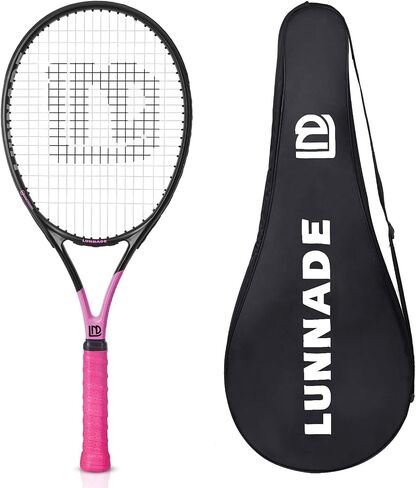 LUNNADE Adults Tennis Racket 27 Inch, Shockproof Carbon Fiber Tennis Racquet Light-Weight, Pre-Strung and Regrip, Suitable for Beginners to Intermediate Players in Saudi Arabia