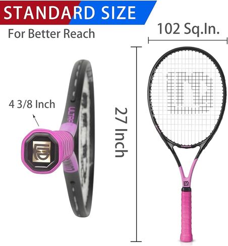 LUNNADE Adults Tennis Racket 27 Inch, Shockproof Carbon Fiber Tennis Racquet Light-Weight, Pre-Strung and Regrip, Suitable for Beginners to Intermediate Players in Saudi Arabia