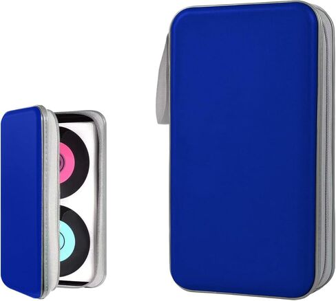 Car CD DVD Case, 96 Capacity Hard Plastic CD Holder, Portable Zipper DVD Disc Organizer Storage Wallet with Closure and Handy Strap, Car Accessories for Home Office Travel (Black) in Kuwait