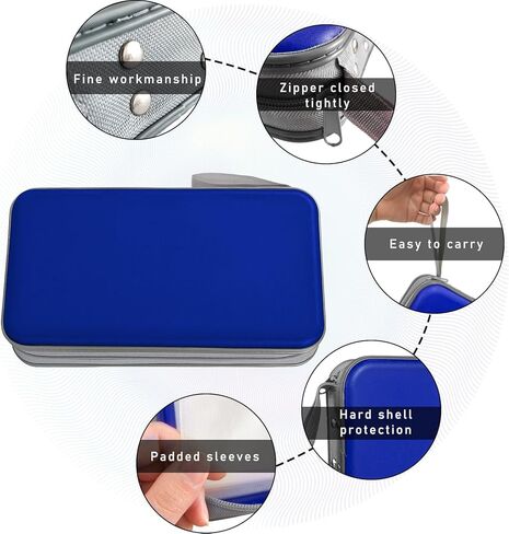 Car CD DVD Case, 96 Capacity Hard Plastic CD Holder, Portable Zipper DVD Disc Organizer Storage Wallet with Closure and Handy Strap, Car Accessories for Home Office Travel (Black) in Kuwait