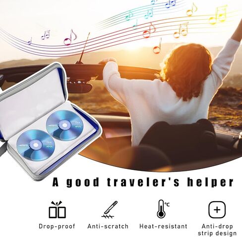 Car CD DVD Case, 96 Capacity Hard Plastic CD Holder, Portable Zipper DVD Disc Organizer Storage Wallet with Closure and Handy Strap, Car Accessories for Home Office Travel (Black) in Kuwait