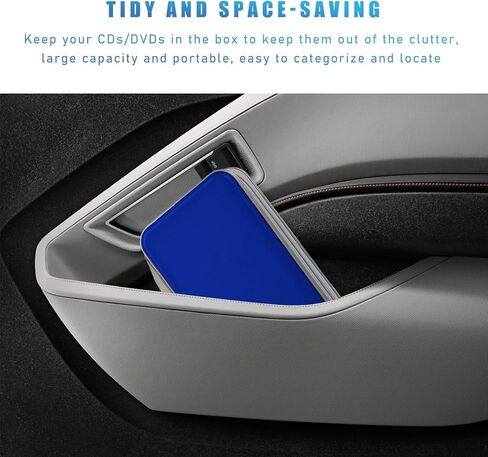 Car CD DVD Case, 96 Capacity Hard Plastic CD Holder, Portable Zipper DVD Disc Organizer Storage Wallet with Closure and Handy Strap, Car Accessories for Home Office Travel (Black) in Kuwait