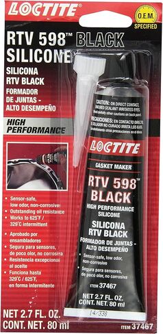 صانع حشية السيليكون عالي الأداء LOCTITE Black RTV 598: آمن على المستشعر، غير قابل للتآكل، علاج سريع، مرونة عالية، مقاوم للزيت | أسود، أنبوب 80 مل (PN: 37467-491985) in Kuwait