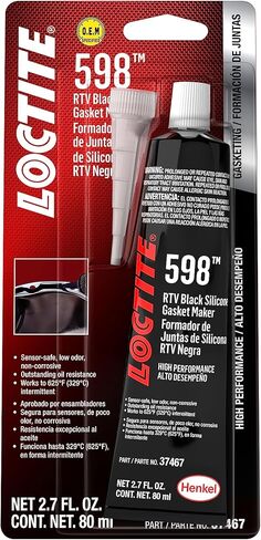 صانع حشية السيليكون عالي الأداء LOCTITE Black RTV 598: آمن على المستشعر، غير قابل للتآكل، علاج سريع، مرونة عالية، مقاوم للزيت | أسود، أنبوب 80 مل (PN: 37467-491985) in Kuwait