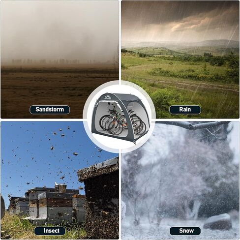 أغطية الدراجات الخارجية خيمة تخزين، غطاء تخزين محمول للدراجات، قابل للطي 210D PU4000 مقاوم للماء من قماش أكسفورد مأوى للدراجات 2-3 دراجات in Kuwait