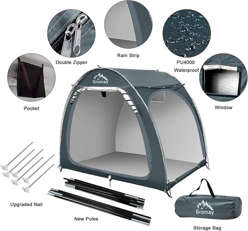 أغطية الدراجات الخارجية خيمة تخزين، غطاء تخزين محمول للدراجات، قابل للطي 210D PU4000 مقاوم للماء من قماش أكسفورد مأوى للدراجات 2-3 دراجات in Kuwait