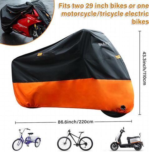 Bike Cover for 1 or 2 Bikes Outdoor Waterproof Bicycle Covers Rain Sun UV Dust Wind Proof with Storage Bag, 420D Heavy Duty Bike Covers for Mountain Road Electric Bike in Saudi Arabia