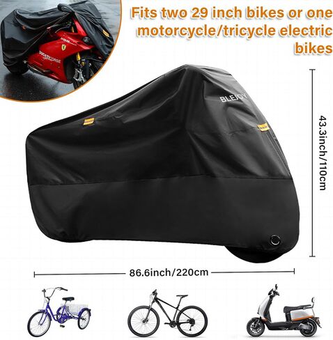 Bike Cover for 1 or 2 Bikes Outdoor Waterproof Bicycle Covers Rain Sun UV Dust Wind Proof with Storage Bag, 420D Heavy Duty Bike Covers for Mountain Road Electric Bike in Saudi Arabia