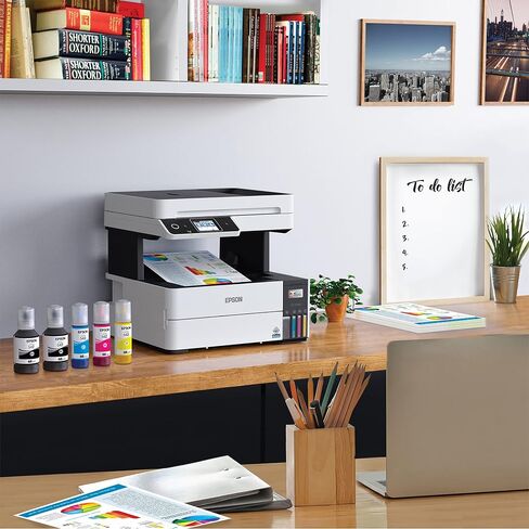 طابعة Epson EcoTank Pro ET-5150 Supertank اللاسلكية الكل في واحد مع ماسح ضوئي وناسخة بالإضافة إلى وحدة تغذية المستندات التلقائية، كبيرة، بيضاء in Kuwait