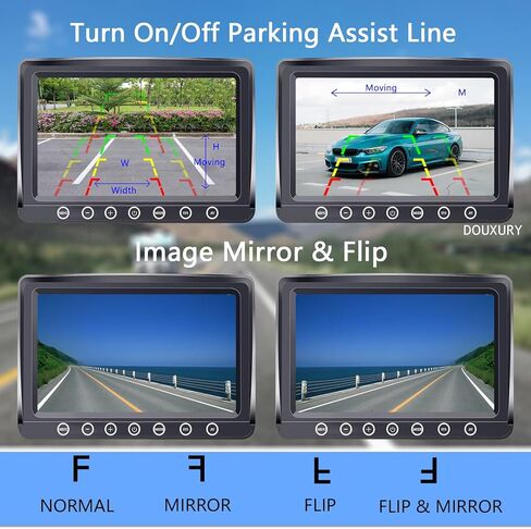 كاميرا احتياطية مغناطيسية لاسلكية من DOUXURY لسيارة RV مقطورة شاحنة تخييم ذات عجلات خامسة قابلة لإعادة الشحن وبطارية مدمجة مقاومة للماء وكاميرا احتياطية للرؤية الليلية مع شاشة 7 بوصة 1080P HD 4 سبليت in Kuwait