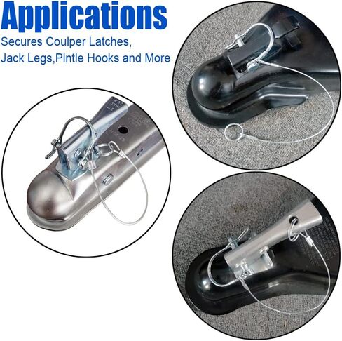 Trailer Coupler Pin, 5/16-Inch Diameter x 1-3/4-Inch Long Prevents Loss, Plastic Coating Tether, Length 11-1/2" with Steel Quick Release Ring 10Pcs in Saudi Arabia